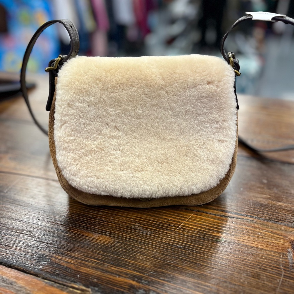 UGG Cream and Brown Shearling Crossbody Bag